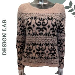 Design Lab Eyelash Knit Sweater Blush & Black – Size Small
